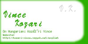 vince kozari business card